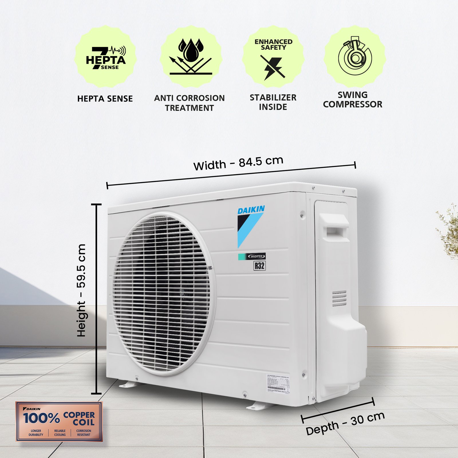 Daikin 1.4 TR 3-Star Inverter Split AC - Image 2